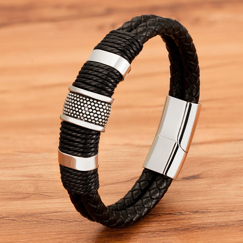 Alpha Animales 4000ions⢠Leather Magnetic Therapy Bracelet