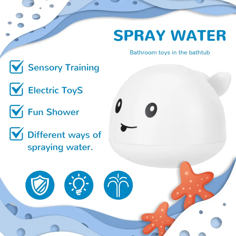 Water-Activated Glowing Whale Sprayer Toy | Baby Bath & Pool Fountain Sprinkler for 1 2 3 Year Old Kids | Toddler Gift for 1st Birthday