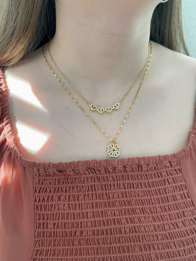MAGNETIC FOLDING HEART NECKLACE - CloverCharm®️